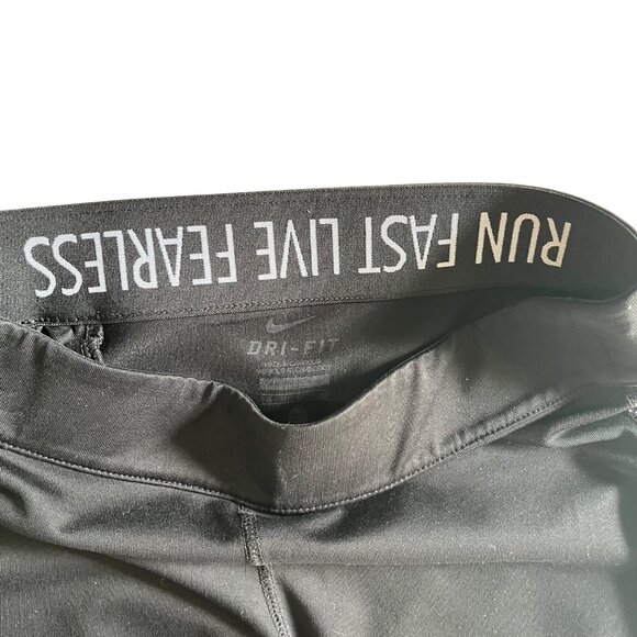 Nike Womens XS Black Dri-Fit Leggings With "Run Fast Live Fearless" Waistband - Picture 4 of 9